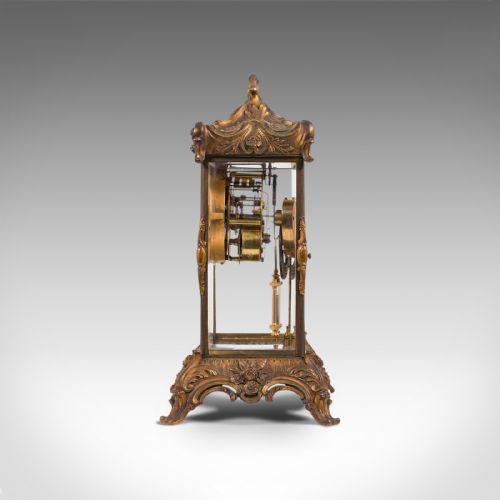 fig 5. Antique Mantel Clock, French, Gilt Bronze, Ormolu, Brocot Escapement, Circa 1900