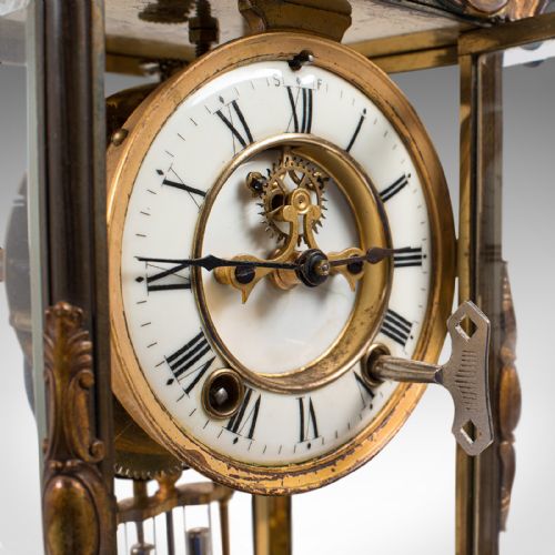 fig 6. Antique Mantel Clock, French, Gilt Bronze, Ormolu, Brocot Escapement, Circa 1900
