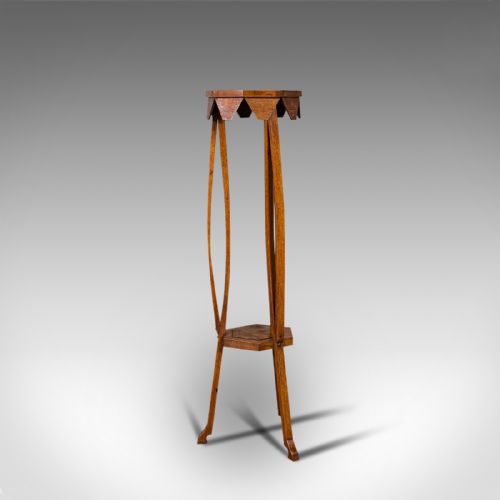 fig 2. Antique Plant Stand, English, Oak, Jardiniere, Liberty-esque, Arts and Crafts