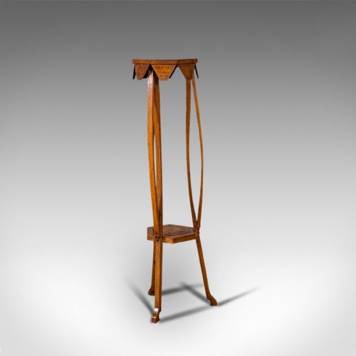 fig 4. Antique Plant Stand, English, Oak, Jardiniere, Liberty-esque, Arts and Crafts