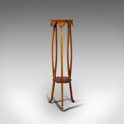 fig 5. Antique Plant Stand, English, Oak, Jardiniere, Liberty-esque, Arts and Crafts