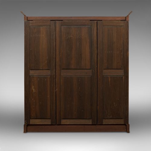 fig 4. Antique Gentleman's Triple Wardrobe, English, Mahogany, Cabinet, Victorian, 1880