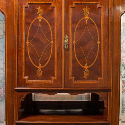fig 7. Antique Gentleman's Triple Wardrobe, English, Mahogany, Cabinet, Victorian, 1880