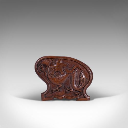 fig 2. Antique Carved Book Stand, Oriental, Mahogany, Rack, Dragon Motif, 19th Century