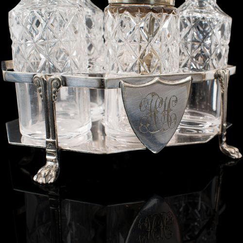 fig 4. Antique Condiment Serving Set, English, Silver Plate, Table, Ashbury, Edwardian
