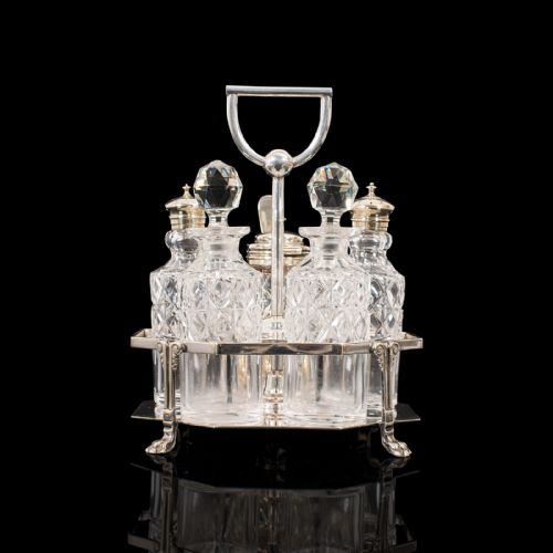 fig 5. Antique Condiment Serving Set, English, Silver Plate, Table, Ashbury, Edwardian