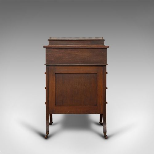 fig 4. Antique Davenport, English, Walnut, Bird's Eye Maple, Writing Desk, Victorian