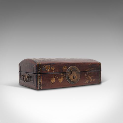 Antique Jewellery Box, Japanese, Leather, Meiji Period, Circa 1900
