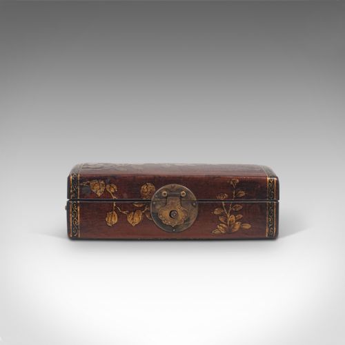 fig 1. Antique Jewellery Box, Japanese, Leather, Meiji Period, Circa 1900