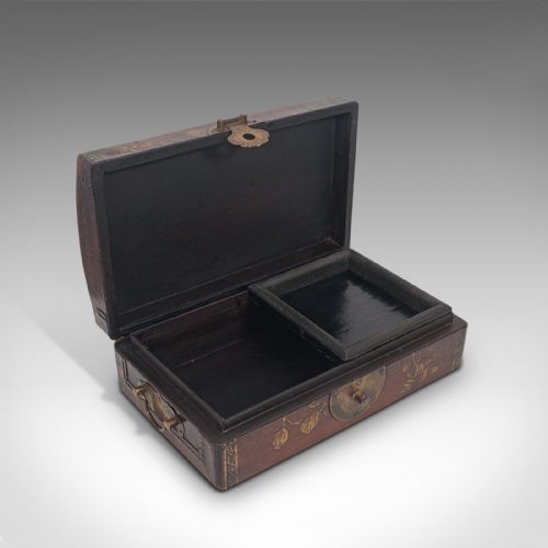 fig 4. Antique Jewellery Box, Japanese, Leather, Meiji Period, Circa 1900