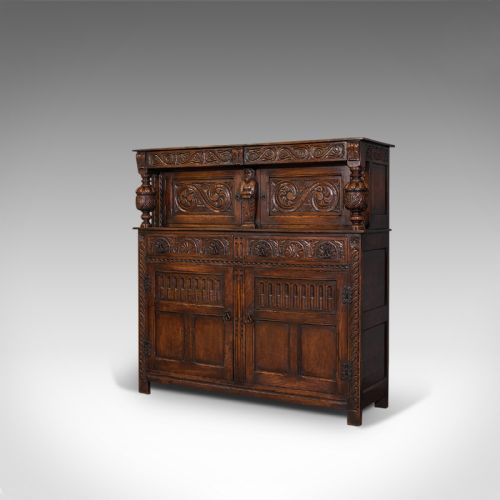 fig 4. Antique Court Cabinet, English, Oak, Jacobean Revival, 1890