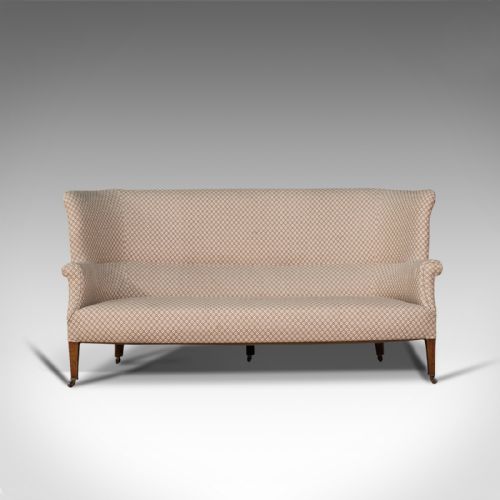 fig 1. Antique Wing Sofa, English, Settee, Quality, High Back, Mahogany, Edwardian