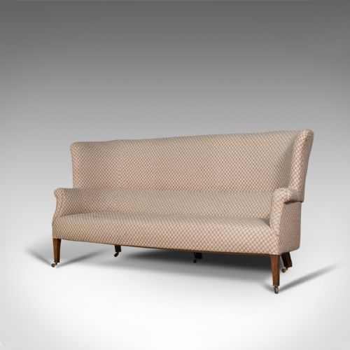 fig 3. Antique Wing Sofa, English, Settee, Quality, High Back, Mahogany, Edwardian