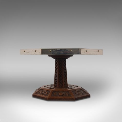 fig 2. Antique Revolving Table Top Platter, Oak, Lazy Susan, Ecclesiastical, Victorian