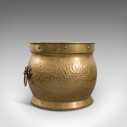 Antique Coal Box, English, Brass, Fireside, Log Bin, Fire, Victorian, Circa 1900