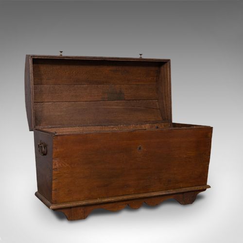 LARGE ANTIQUE SHIPPING CHEST ENGLISH OAK CARRIAGE TRUNK GEORGIAN CIRCA 1800 - ADDITIONAL PHOTO 1