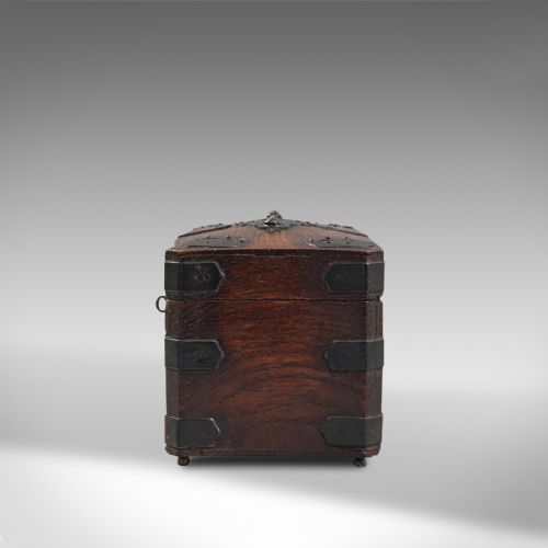 fig 3. Antique Tea Box, English, Oak, Iron, Connoisseur Caddy, Case, Georgian, C.1800