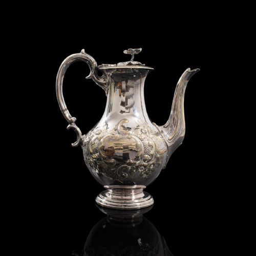 fig 1. Antique Decorative Tea Urn, English, Silver Plate, Teapot, Edwardian, Circa 1910