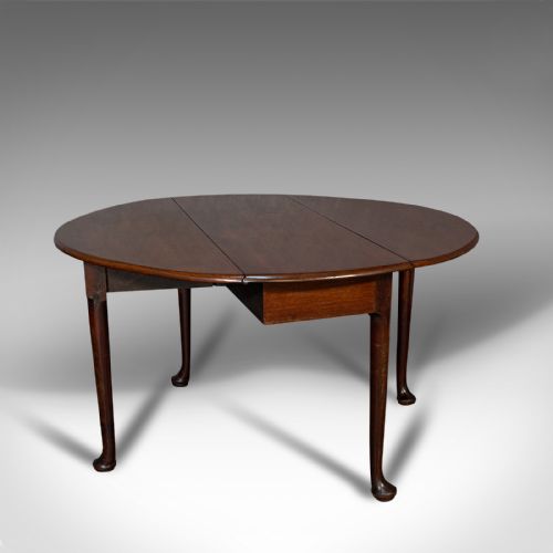 Antique Drop Leaf Table, English, Mahogany, Dining, Seats 4, Georgian, C.1750