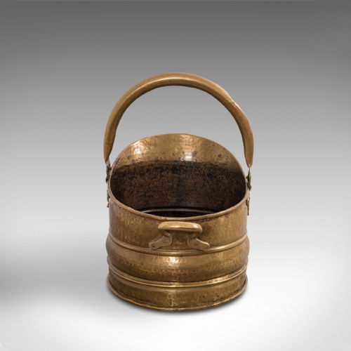 fig 3. Antique Fireside Bucket, English, Brass, Coal, Log, Scuttle, Victorian, C.1900