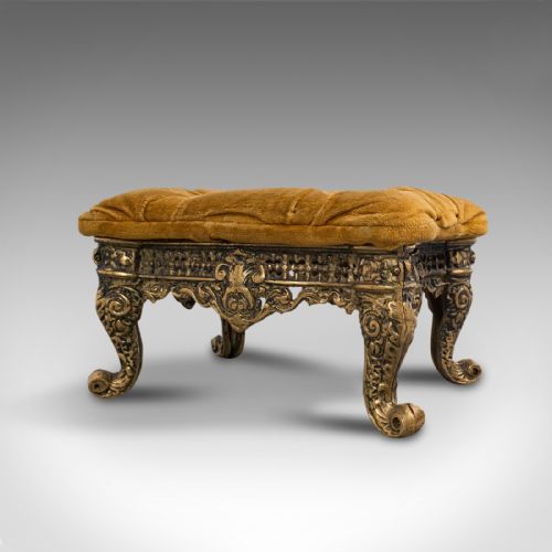 fig 2. Antique Decorative Footstool, Italian, Gilt, Stool, Baroque Revival, Circa 1900