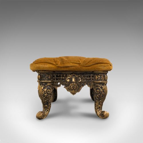 fig 3. Antique Decorative Footstool, Italian, Gilt, Stool, Baroque Revival, Circa 1900