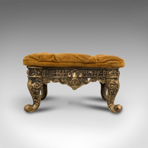 fig 4. Antique Decorative Footstool, Italian, Gilt, Stool, Baroque Revival, Circa 1900