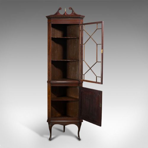 fig 2. Rare, Tall Antique Corner Cabinet, Mahogany, Cupboard, Georgian Revival, C.1880