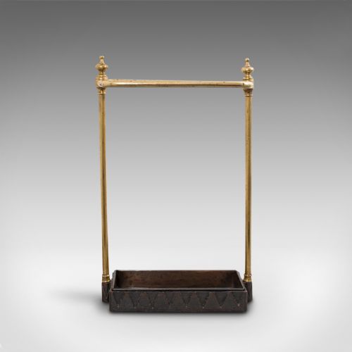 fig 1. Antique Stick Stand, French, Brass, Hall, Cane, Umbrella Rack, Victorian, C.1850