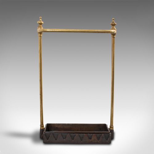 fig 4. Antique Stick Stand, French, Brass, Hall, Cane, Umbrella Rack, Victorian, C.1850