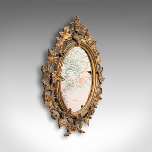 Antique Festive Mirror, English, Giltwood, Glass, Winter, Victorian, Circa 1860
