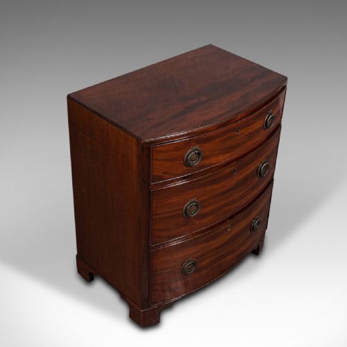 fig 4. Compact Antique Chest of Drawers, English, Mahogany, Bedside Stand, Georgian