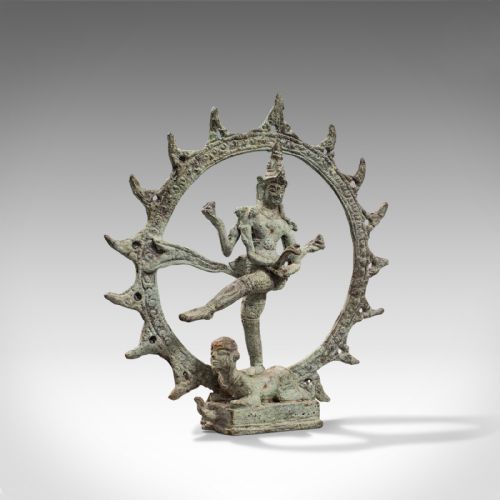 Antique Shiva Nataraja Figure, Indian, Chola Bronze, Mystic Statue, 17th Century