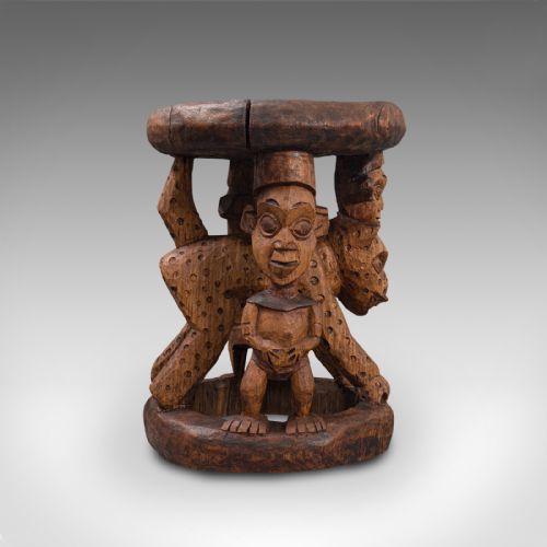 fig 2. Antique Ceremonial Yoruba Stool, West African, Hardwood, 1900