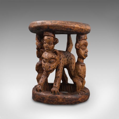 fig 3. Antique Ceremonial Yoruba Stool, West African, Hardwood, 1900