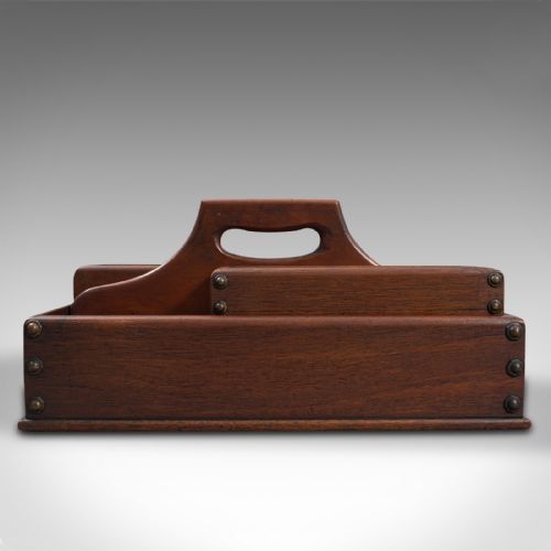 fig 1. Antique Cobbler's Carry Tray, English, Mahogany, Tool Box, Cutlery, Edwardian