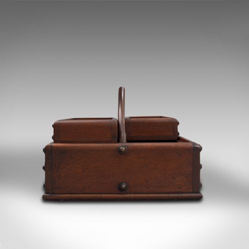 fig 2. Antique Cobbler's Carry Tray, English, Mahogany, Tool Box, Cutlery, Edwardian