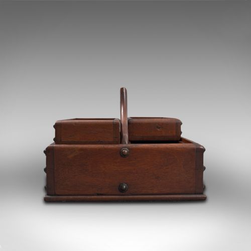 fig 3. Antique Cobbler's Carry Tray, English, Mahogany, Tool Box, Cutlery, Edwardian