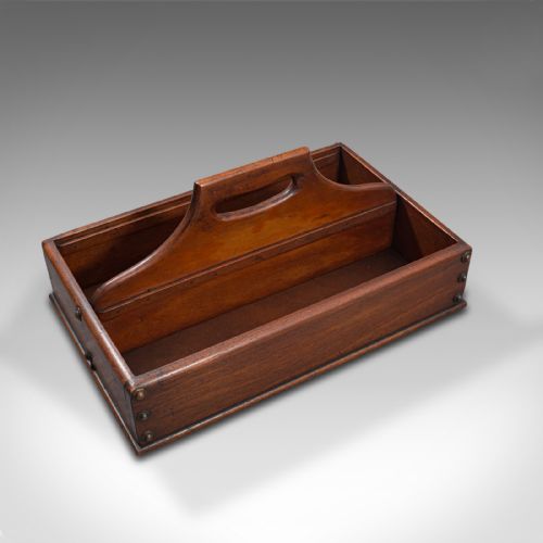 fig 5. Antique Cobbler's Carry Tray, English, Mahogany, Tool Box, Cutlery, Edwardian