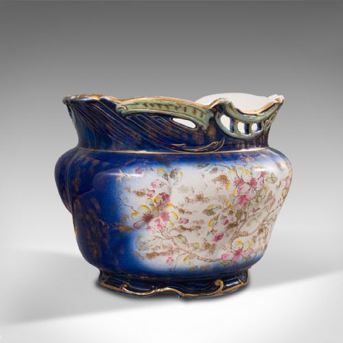 Large Antique Decorative Jardiniere, English, Ceramic, Planter, Bowl, Victorian