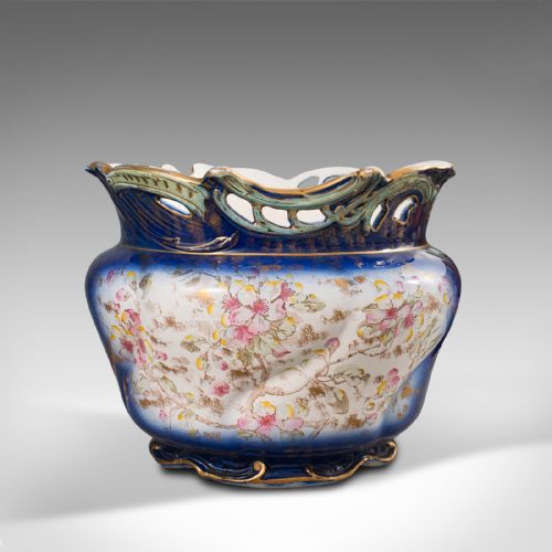 fig 1. Large Antique Decorative Jardiniere, English, Ceramic, Planter, Bowl, Victorian