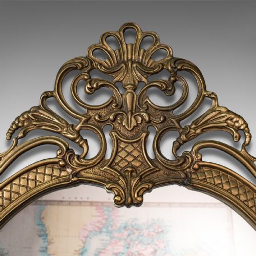 fig 4. Large Antique Wall Mirror, Italian, Gilt Metal, Hall, Bedroom, Rococo, Victorian