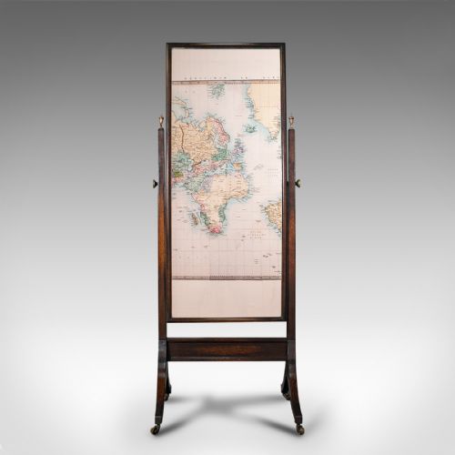 fig 1. Antique Dressing Mirror, English, Oak, Glass, Bedroom, Cheval, Edwardian, C.1910