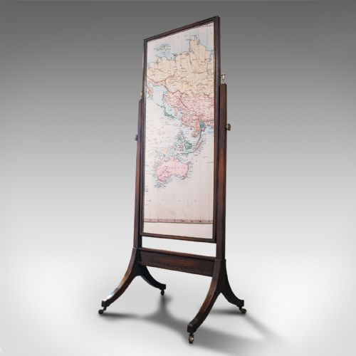 fig 2. Antique Dressing Mirror, English, Oak, Glass, Bedroom, Cheval, Edwardian, C.1910
