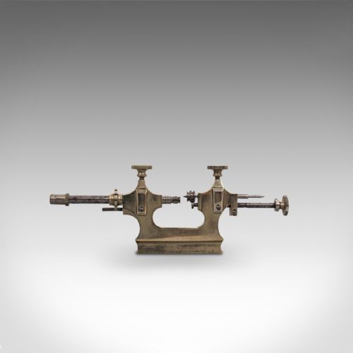 fig 1. Antique Desktop Watchmaker's Lathe, Swiss, Brass, Jacot, Craftsman's Tool, 1920