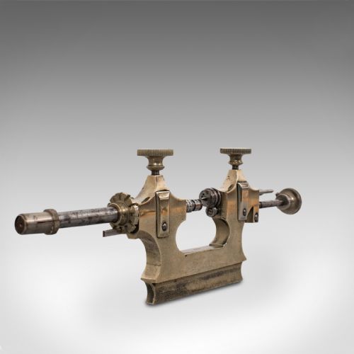 fig 3. Antique Desktop Watchmaker's Lathe, Swiss, Brass, Jacot, Craftsman's Tool, 1920