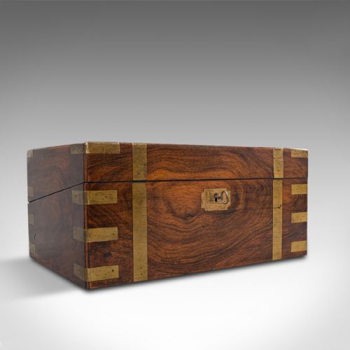 Antique Writing Slope, English, Mahogany, Brass, Correspondence Box, Victorian