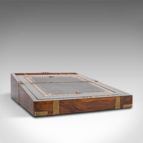 fig 1. Antique Writing Slope, English, Mahogany, Brass, Correspondence Box, Victorian