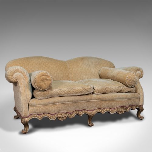 Antique 2 Seat Sofa, French, Textile, Beech, Settee, Lounge, Victorian, C.1900