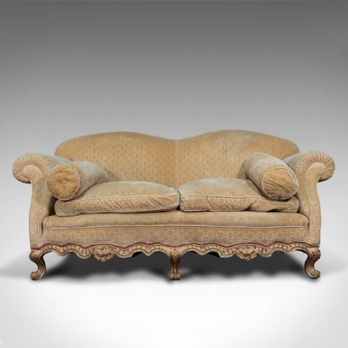 fig 1. Antique 2 Seat Sofa, French, Textile, Beech, Settee, Lounge, Victorian, C.1900